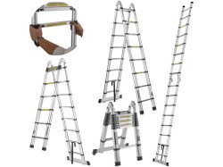 Multifunkční teleskopický žebřík 5m, 150kg, hliníkový GEKO (obrázek pro) Multifunkční teleskopický žebřík 5m, 150kg, hliníkový GEKO