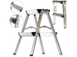 Hliníkové schůdky, 2x2 stupně, skládací, oboustranné MAR-POL (obrázek pro) Hliníkové schůdky, 2x2 stupně, skládací, oboustranné MAR-POL